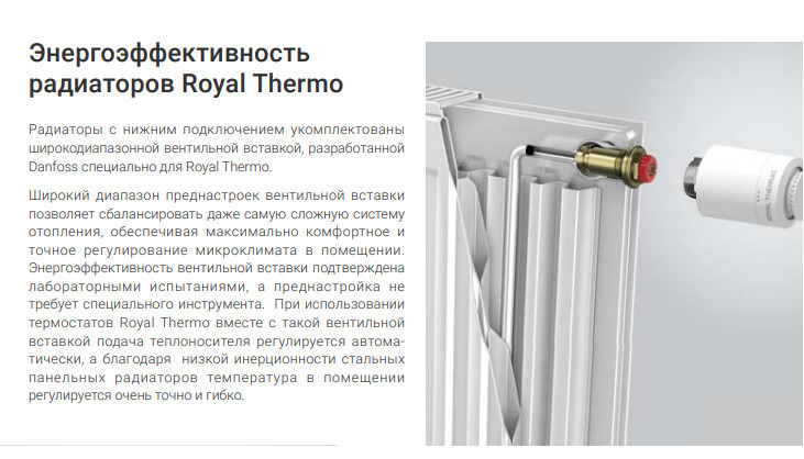 Стальной панельный радиатор Тип 21 Royal Thermo VENTIL COMPACT 21-500-1300