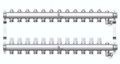 Коллектор для отопления Wester 1"-3/4 в сборе на 11 выходов с 2 заглушками