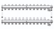 Коллектор для отопления Wester 1"-3/4 в сборе на 11 выходов с 2 заглушками