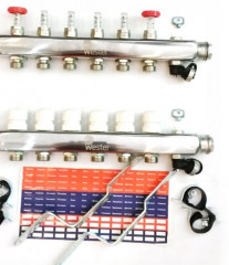 Коллекторная группа Wester 1"-3/4 в сборе с расходомерами на 12 выходов