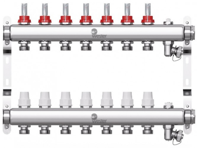Коллекторная группа Wester 1"-3/4 в сборе с расходомерами на 7 выходов